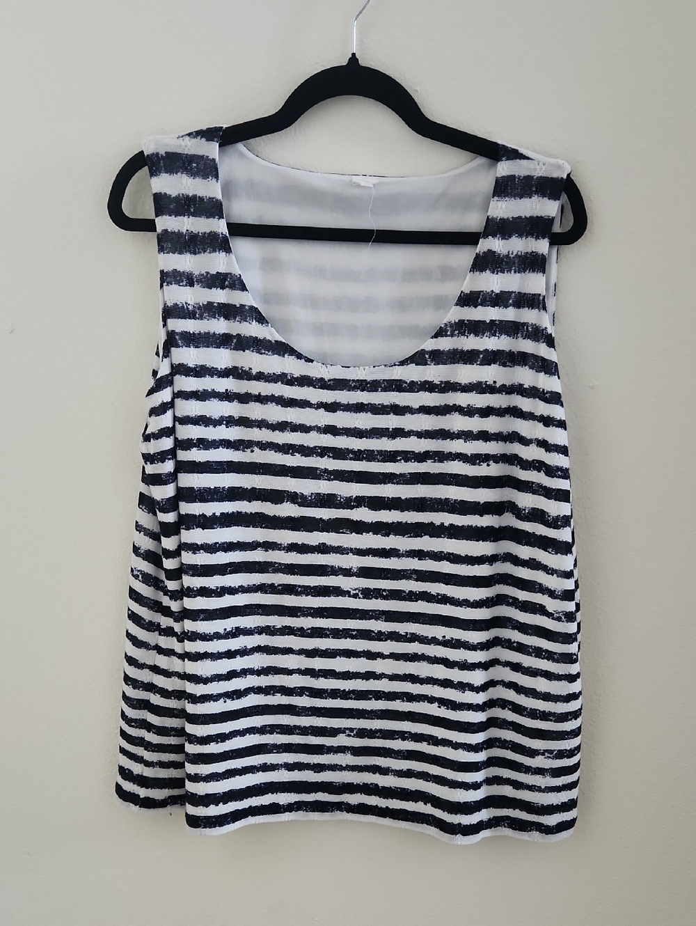 Jones New York White and Navy Striped Women's Tank Top